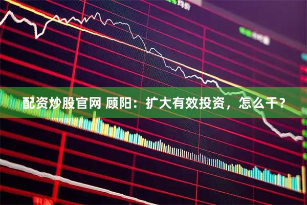 配资炒股官网 顾阳：扩大有效投资，怎么干？